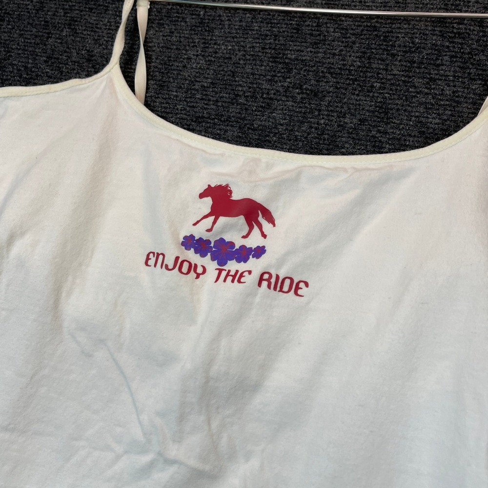 Y2K Western Wrangler Cami Top L White Horse Graphic Rodeo Cowgirl Cowboy Coastal